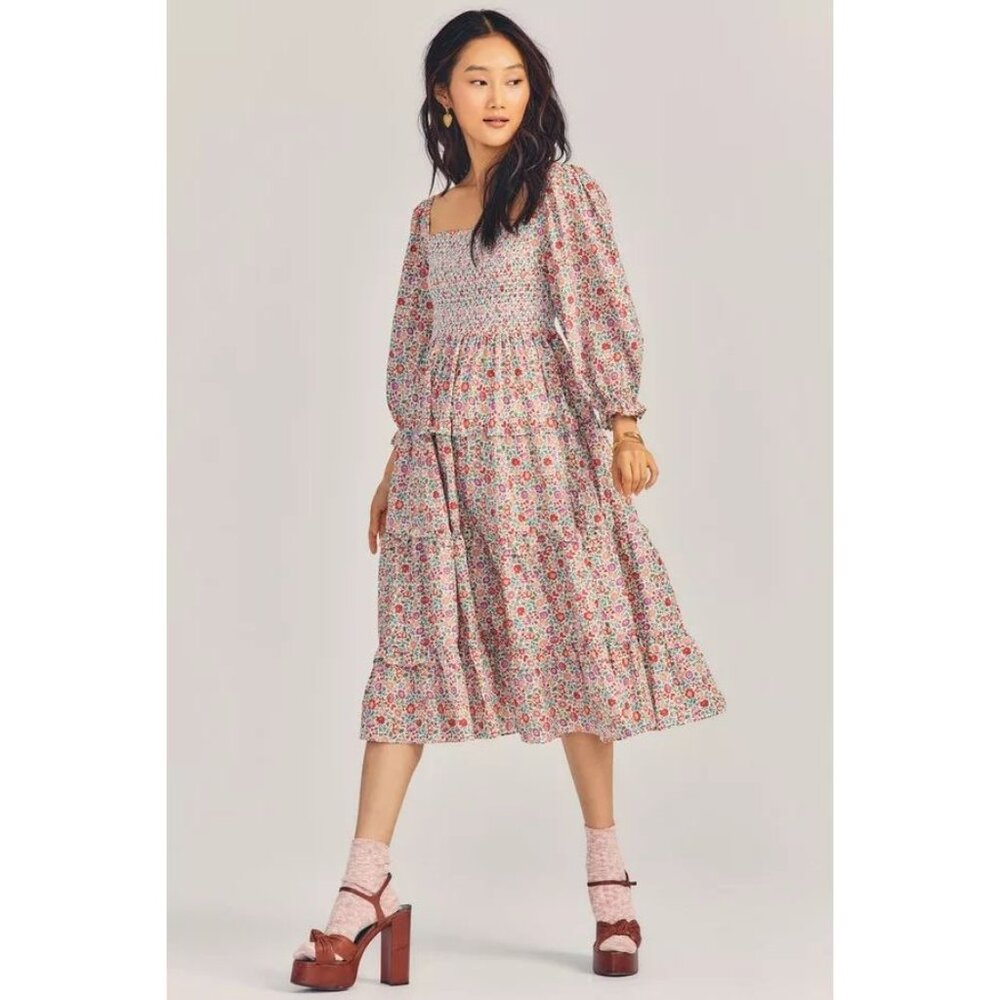 LoveShackFancy x Liberty London NWT Minnie Midi Dress in D'Anjo size XS